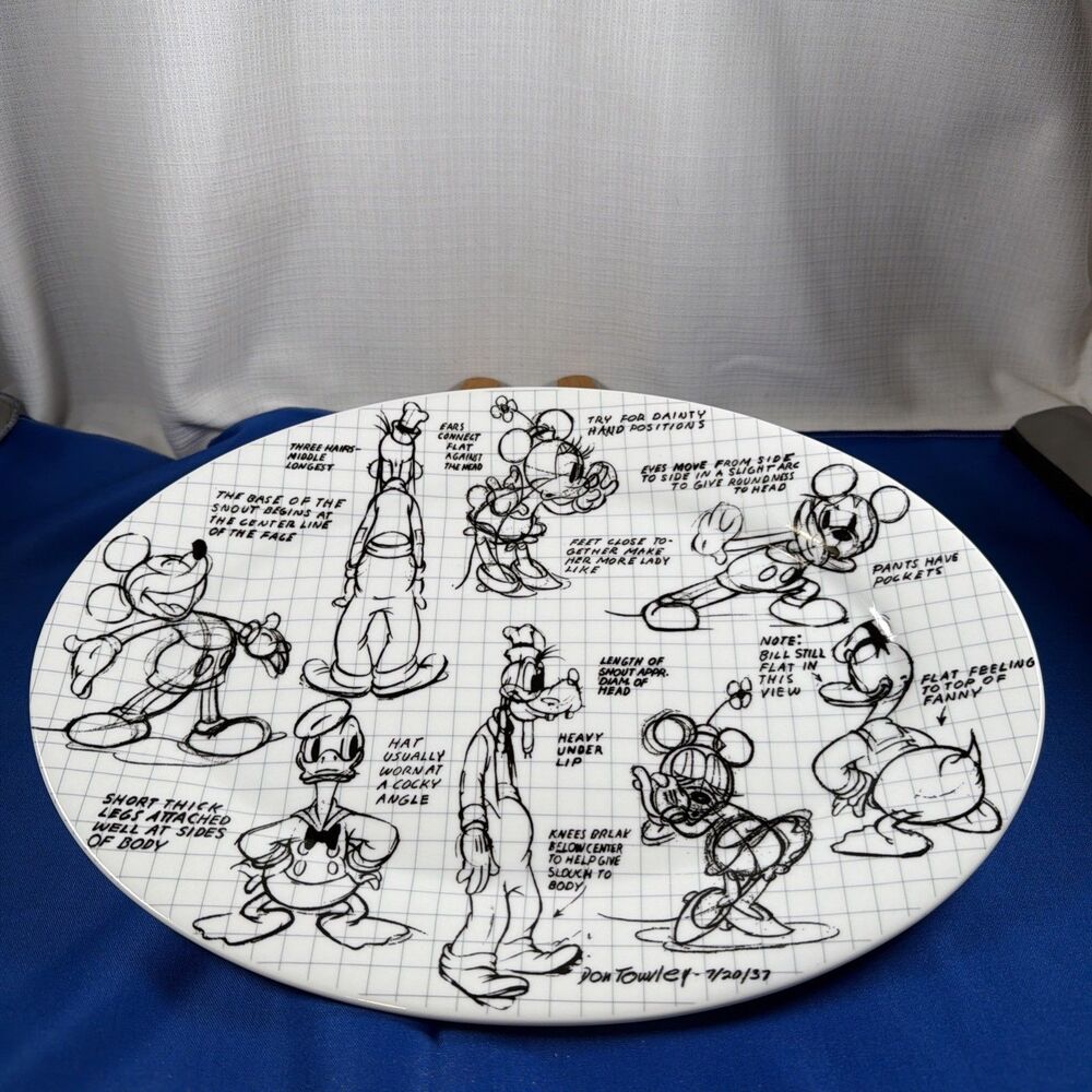 Walt Disney Sketchbook Serving Platter Don Towsley Animator Model Sheet 14”